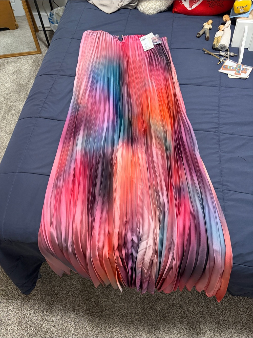 Abercrombie & Fitch Pink Orange Ombre Pleated Strapless Maxi Dress - Picture 3 of 3